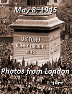 8th May 1945: Some amazing photos of crowds celebrating VE Day in London. At three o�clock in the afternoon everyone stopped to listen to Churchill�s victory speech he had written the night before: ''the evil-doers now lie prostrate before us'' he said with a flourish and everyone cheered. 